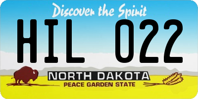 ND license plate HIL022