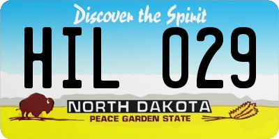ND license plate HIL029