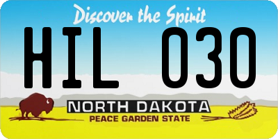 ND license plate HIL030