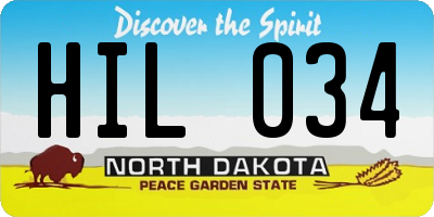 ND license plate HIL034