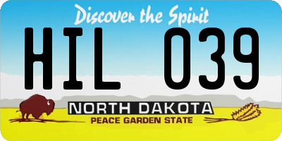 ND license plate HIL039