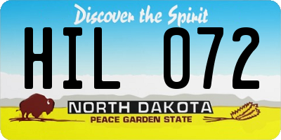 ND license plate HIL072