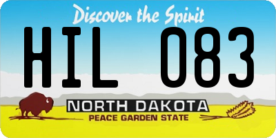 ND license plate HIL083