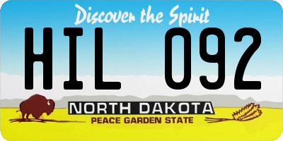 ND license plate HIL092