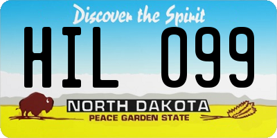 ND license plate HIL099