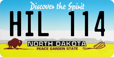 ND license plate HIL114