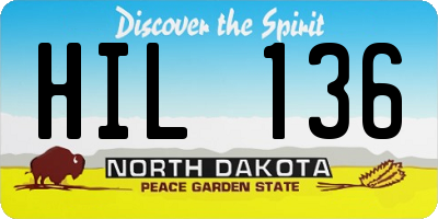 ND license plate HIL136