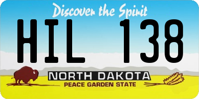 ND license plate HIL138