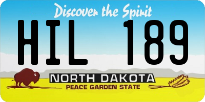 ND license plate HIL189