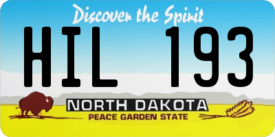 ND license plate HIL193