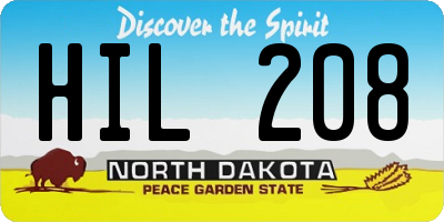 ND license plate HIL208