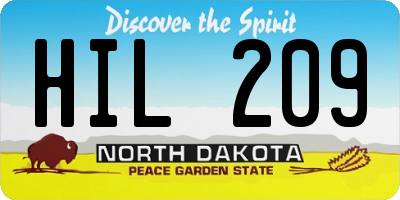 ND license plate HIL209