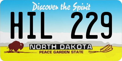 ND license plate HIL229