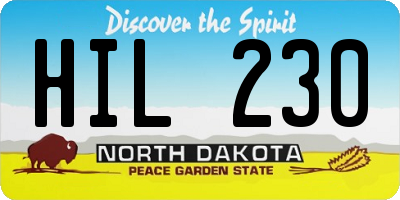 ND license plate HIL230