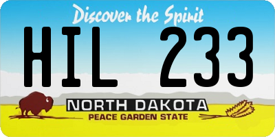 ND license plate HIL233