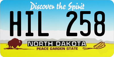 ND license plate HIL258