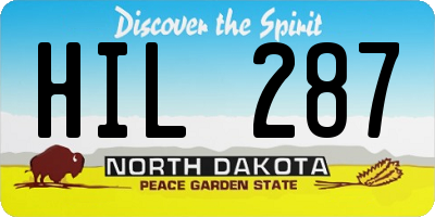 ND license plate HIL287