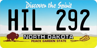 ND license plate HIL292