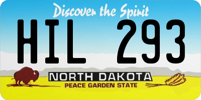 ND license plate HIL293