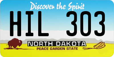 ND license plate HIL303