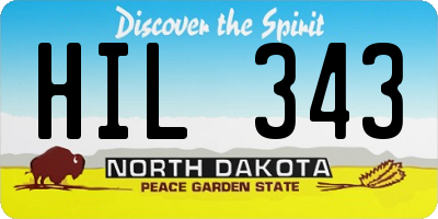 ND license plate HIL343