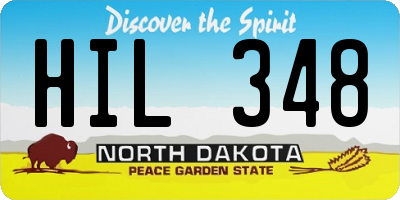 ND license plate HIL348
