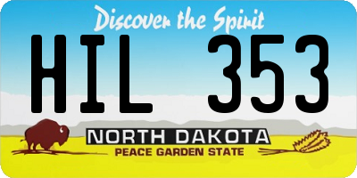 ND license plate HIL353
