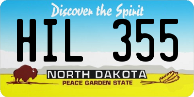 ND license plate HIL355