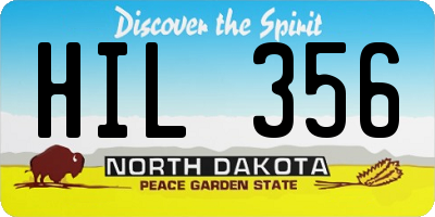 ND license plate HIL356