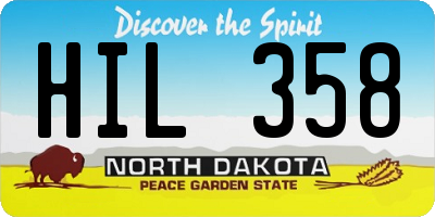 ND license plate HIL358