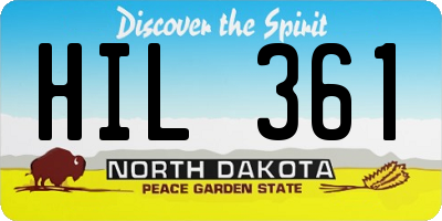 ND license plate HIL361
