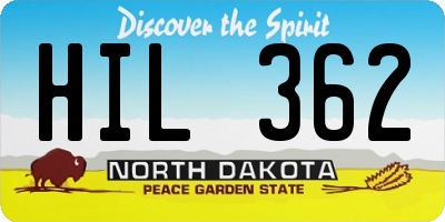 ND license plate HIL362