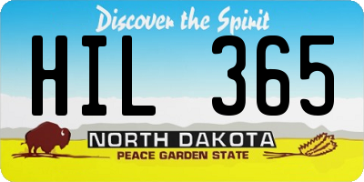 ND license plate HIL365