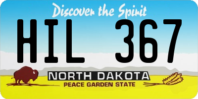 ND license plate HIL367