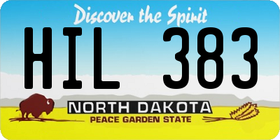 ND license plate HIL383