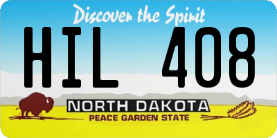 ND license plate HIL408