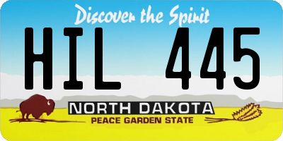 ND license plate HIL445