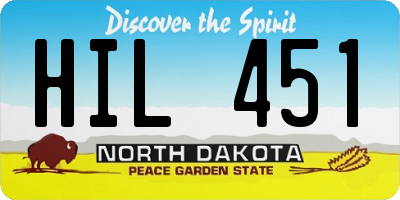 ND license plate HIL451