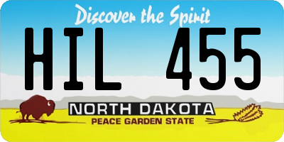 ND license plate HIL455