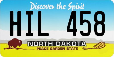 ND license plate HIL458