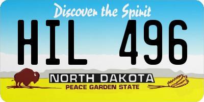 ND license plate HIL496