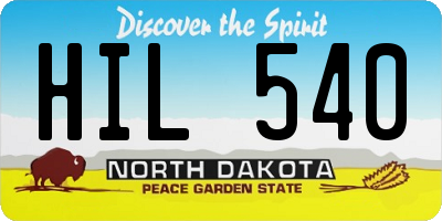 ND license plate HIL540