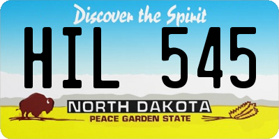 ND license plate HIL545
