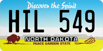 ND license plate HIL549