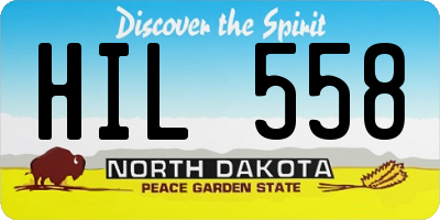 ND license plate HIL558