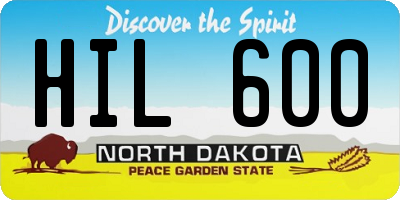 ND license plate HIL600