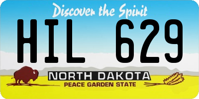 ND license plate HIL629