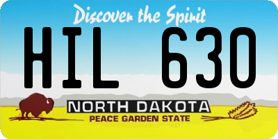 ND license plate HIL630