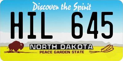 ND license plate HIL645