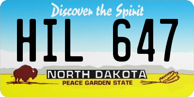 ND license plate HIL647